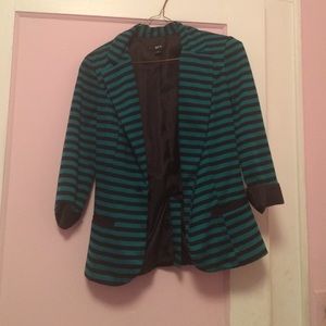 Turquoise and black striped jacket