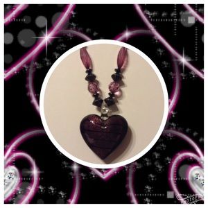 Beautiful Purple and Black Long Heart Necklace💜🎀
