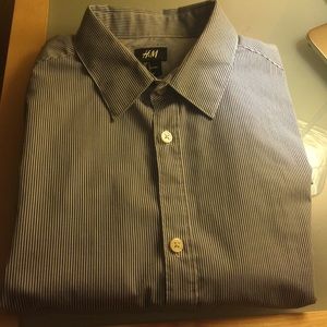 Men's Stripes Blue & White Botton Up
