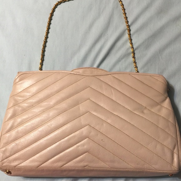 Judith Lieber cream leather bag vintage