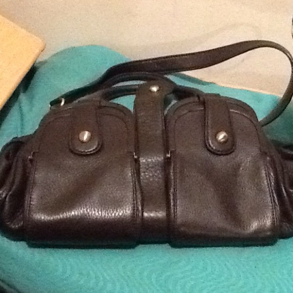 Black leather bag