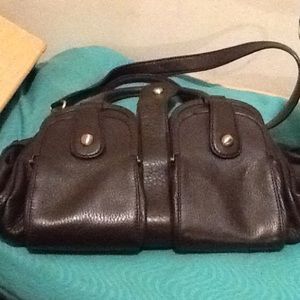 Black leather bag