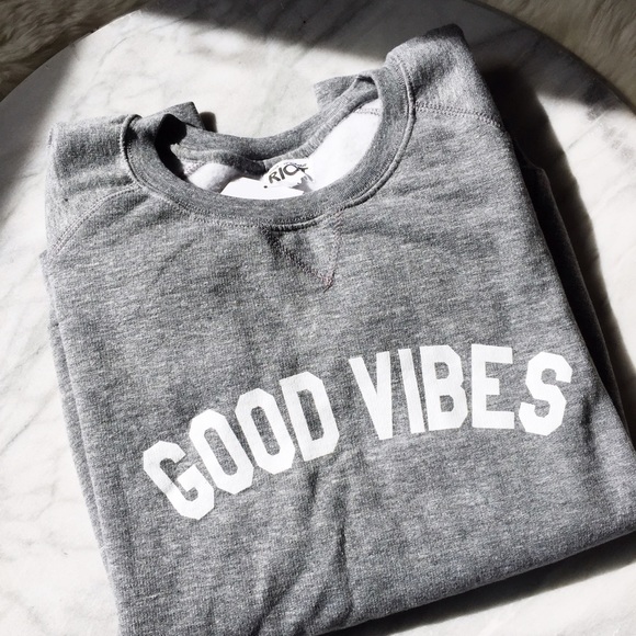 Suburban Riot Sweaters - “Good Vibes” Raglan Heather Gray Sweatshirt