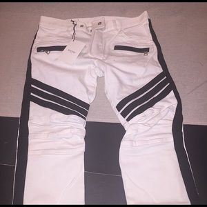Balmain Slim Contrasted Denim Biker Jeans
