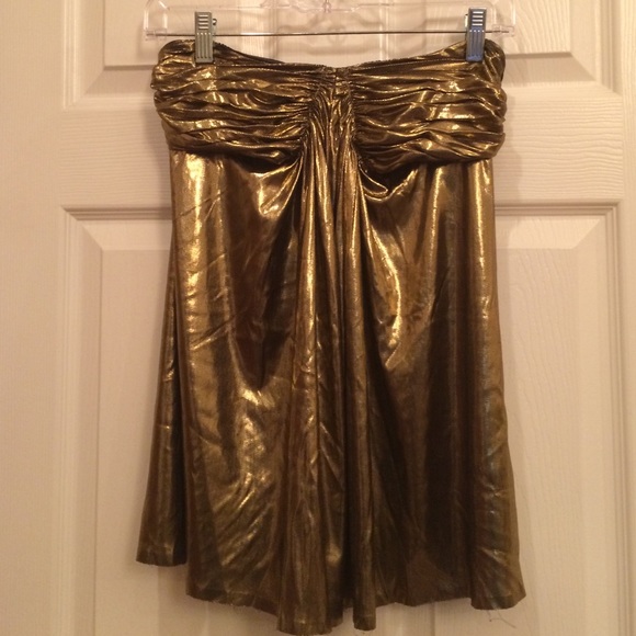 Gold strapless top