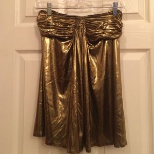 Gold strapless top