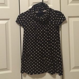 Polka Dot Neck Detail Tunic Top