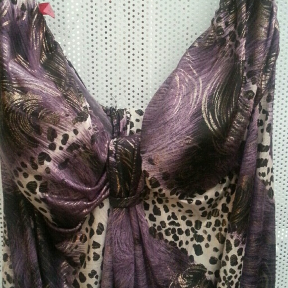 Strapless purple and leopard top - Picture 3 of 3