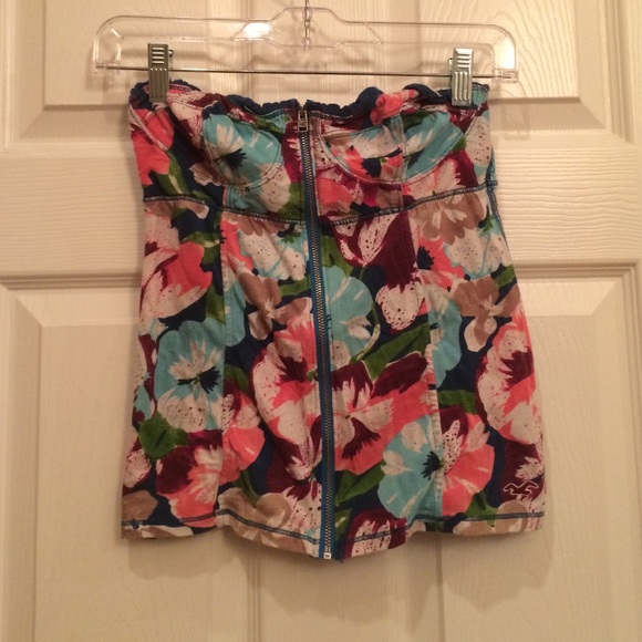 Hollister zip up floral tube top