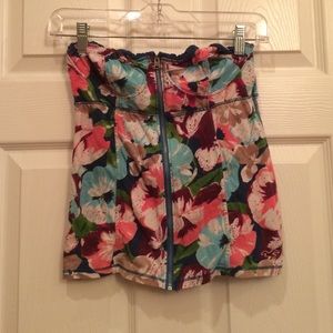 Hollister zip up floral tube top