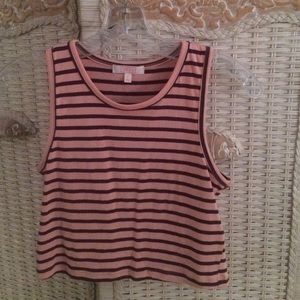 Pink and maroon stripped crop shirt