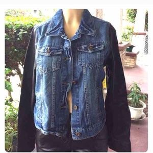[2 Left] Faux Leather Denim Jacket M & XL