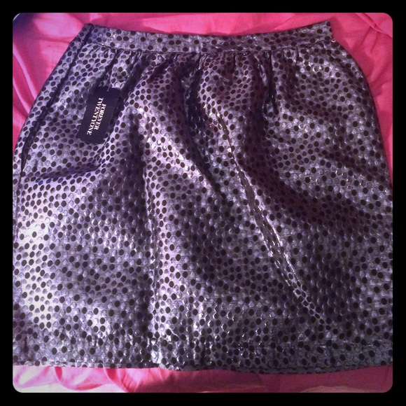 Silver, black dot skirt