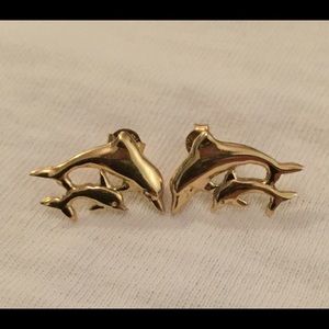 14k Gold Dolphin Earrings