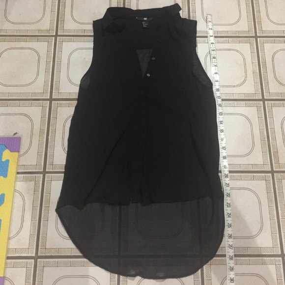 Sheer high low button up top