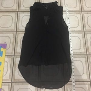 Sheer high low button up top