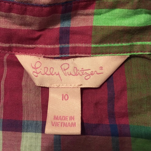 🎉HP!🎉 Lilly Pulitzer Sheer Plaid Button Up - Picture 3 of 4