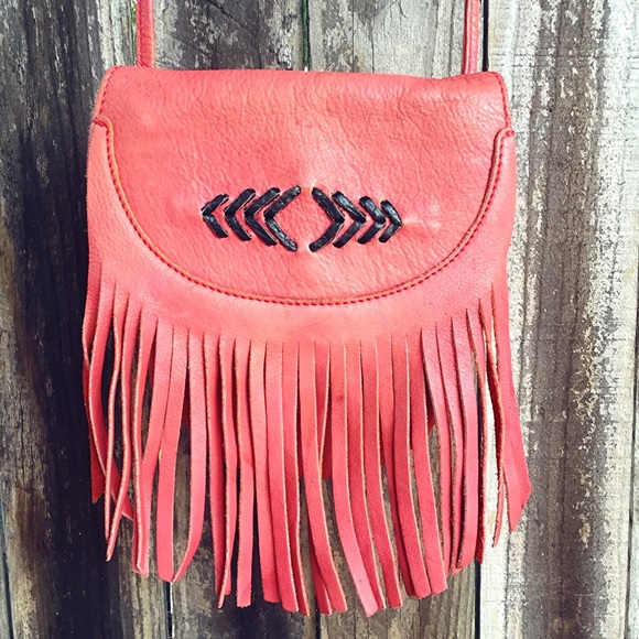 Distressed Leather Fringe Cross Body Bag