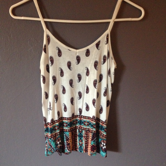 White tank with boho detailing!