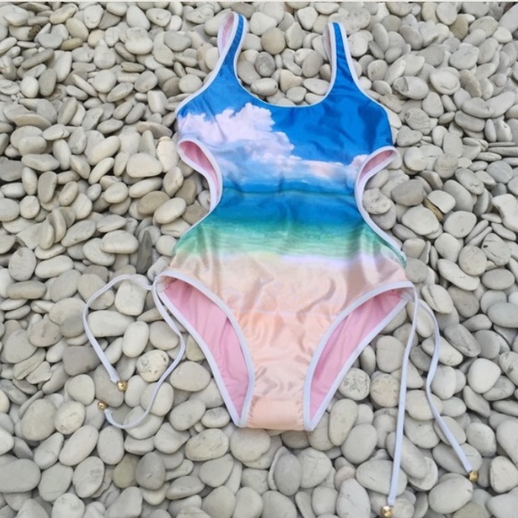 🌊Wildfox Secret Beach monokini💙 with gold charms - Picture 2 of 3