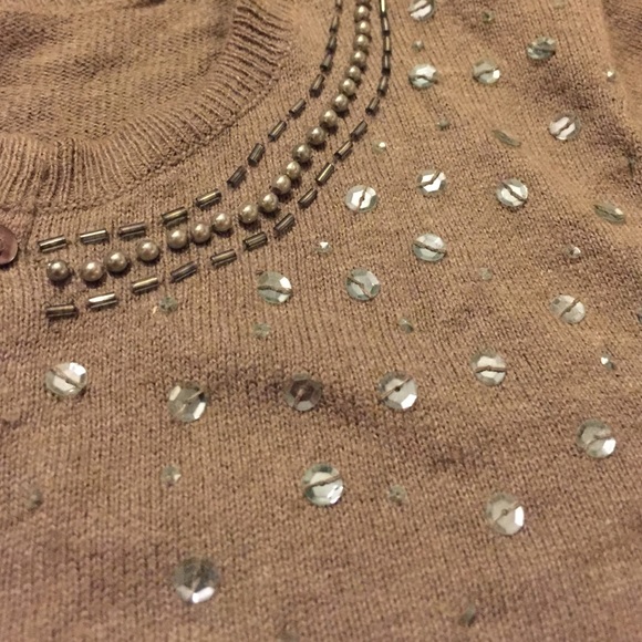American Eagle Olive Beaded Sweater - Picture 2 of 3