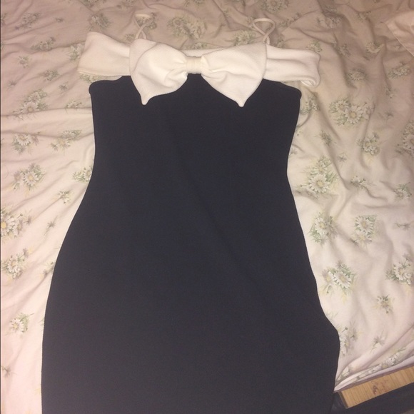 Black dress with white bow