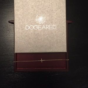 Dogeared Sterling Silver Sideways Cross Bracelet.