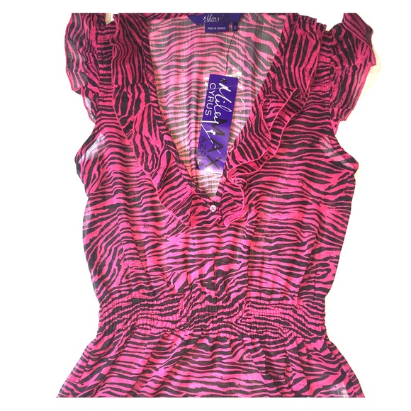 Pink zebra print collard top - Picture 1 of 4