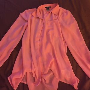 Forever 21 Size S Sheer Pink Button-Down