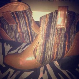 Shoedazzle cowboy booties worn