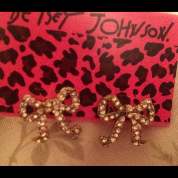 Betsy Johnson rhinestone bow earrings
