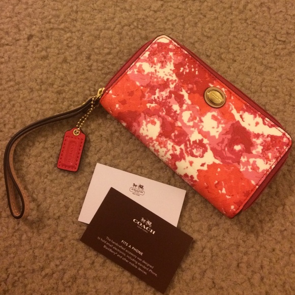 Pink Floral Coach Iphone Wristlet