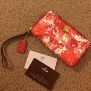 Pink Floral Coach Iphone Wristlet