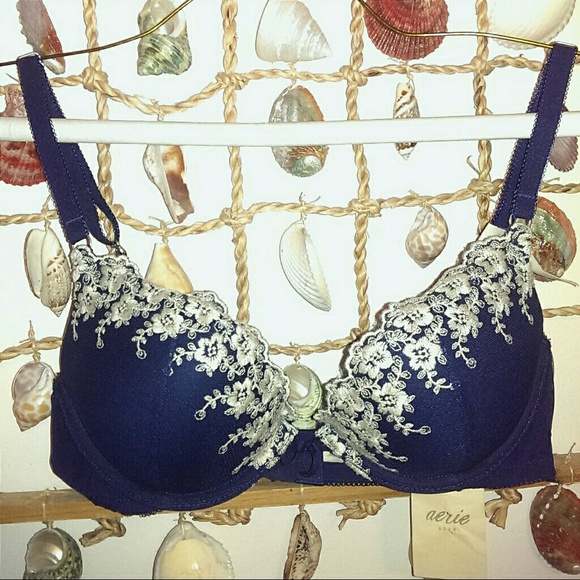 Aerie navy lace push up bra drew NWT