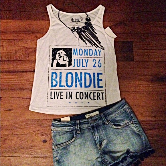 Blondie Tops - Cute Blondie tank with blue fade out lettering!