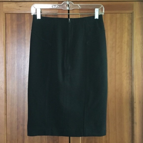 Ann Taylor Ponte Seamed Black Pencil Skirt - Picture 3 of 4