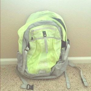 Lime green north face school backpack