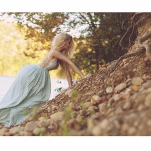 Light Green Flow-ey Gown & black body suit bundle