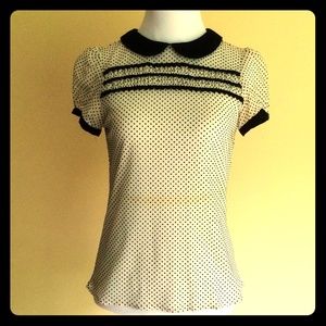 Zara polka dot black&white top