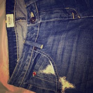 Hudson dark wash distressed jeans