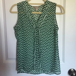Banana Republic Green Geometric Pattern Blouse