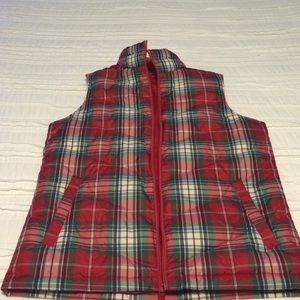 Plaid puffy vest