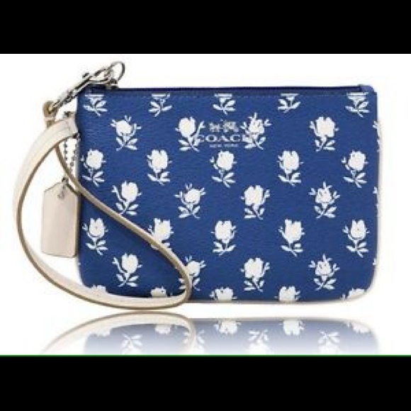 Coach Handbags - NWT Coach gorgeous blue flower wristlet