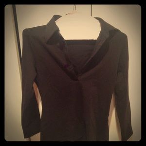 THEORY - Deep V neck black shirt