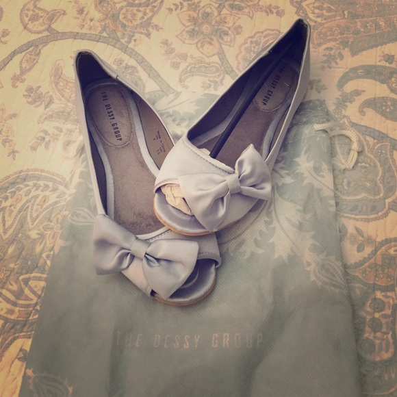 Dessy Group light blue satin flats