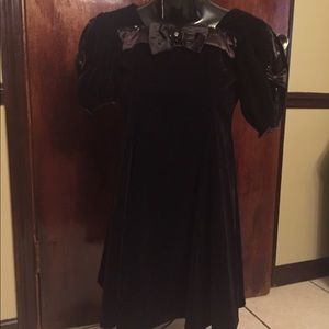 Girls black velvet and satin dress super cute