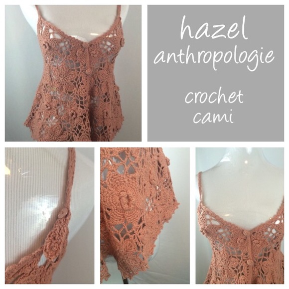 Hazel Anthropologie rust orange crochet cami