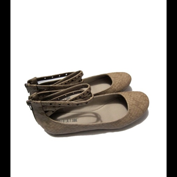 Ballet flats with ankle straps