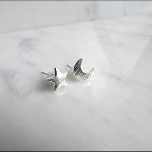 Star moon earring stud