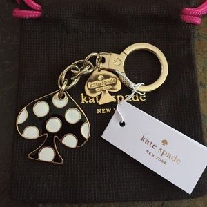 Kate Spade Black and White Polkadot key chain